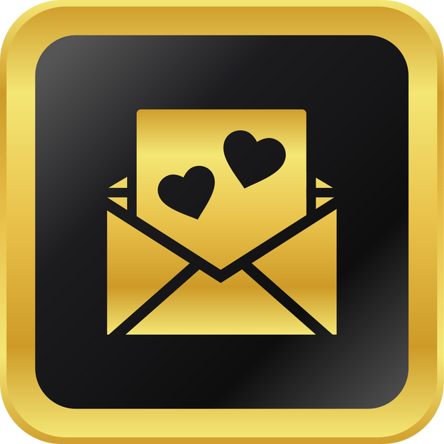 Gold Love Email Icon